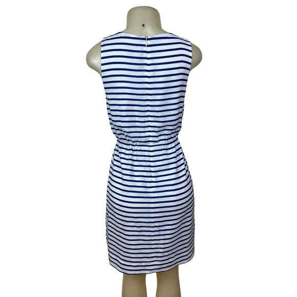 J.Crew Womens Sleeveless Striped Dress With Elastic Waist White & Navy Size 0 - Picture 3 of 8